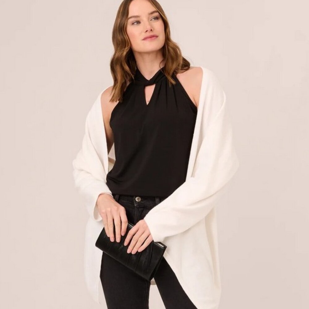 Adrianna Papell S'HUG hidden tunnel sleeves, Ivory